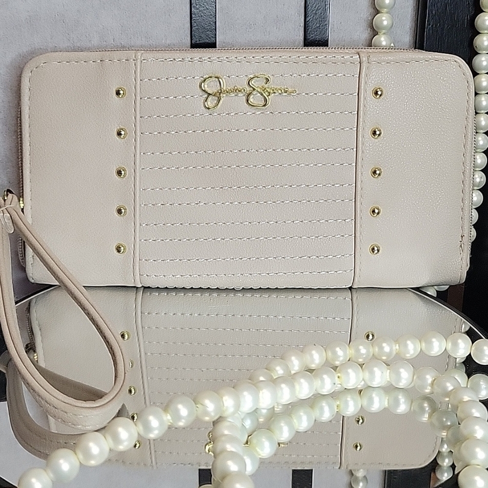 Jessica Simpson Tilly Golden Studded Combo Wallet/Clutch/Wristlet
